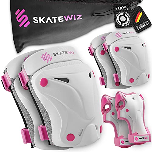 SKATEWIZ Protect-1 - Tamaño M en Rosa - Rodillera para Deportes - Velo niño de 2 años - protección de Rodillos Infantiles - protección Infantil