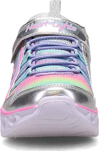 Skechers Heart Lights Rainbow Lux, Zapatillas Niñas, Plateado (Silver/Multi), 31 EU