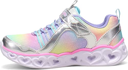 Skechers Heart Lights Rainbow Lux, Zapatillas Niñas, Plateado (Silver/Multi), 31 EU