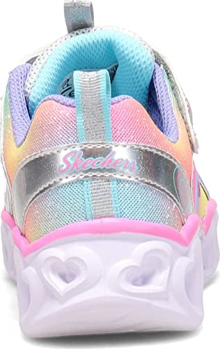 Skechers Heart Lights Rainbow Lux, Zapatillas Niñas, Plateado (Silver/Multi), 31 EU