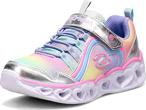 Skechers Heart Lights Rainbow Lux, Zapatillas Niñas, Plateado (Silver/Multi), 31 EU