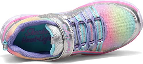 Skechers Heart Lights Rainbow Lux, Zapatillas Niñas, Plateado (Silver/Multi), 31 EU