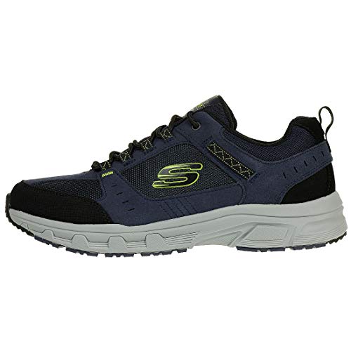 Skechers Oak Canyon, Zapatillas Hombre, Multicolor (NVLM Black Leather/PU/Mesh/Trim), 41 EU