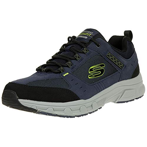 Skechers Oak Canyon, Zapatillas Hombre, Multicolor (NVLM Black Leather/PU/Mesh/Trim), 41 EU