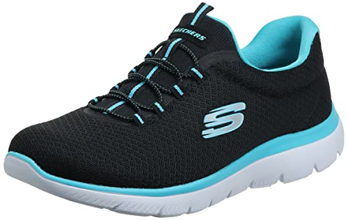 Skechers Sport Women's Summits Sneaker,black/turquoise,10 M US