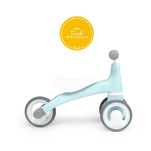 skiddoü bicicleta sin pedales correpasillos para niños Berit bicicleta de equilibrio para aprender a montar en bicicleta, tres ruedas de 6" de espuma EVA manillar antideslizante 2kg azul