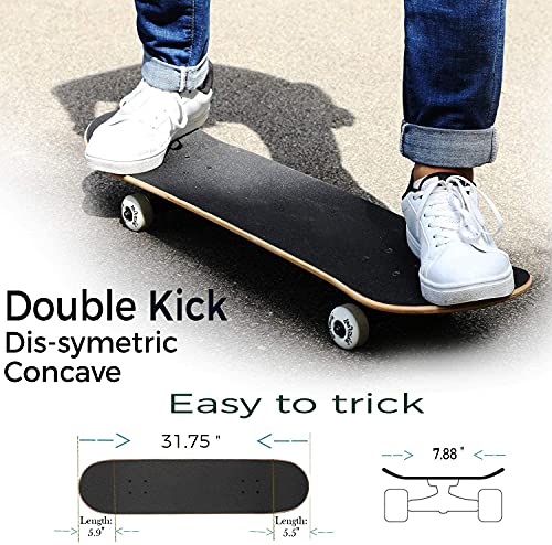 SKILEC Skateboard Completo, Monopatín para Adolescentes Niñas Niños Adultos Principiantes Tabla de Skateboard Madera de Arce con rodamientos ABEC-7 para Niños Niñas Adolescentes Adultos (Diamante)