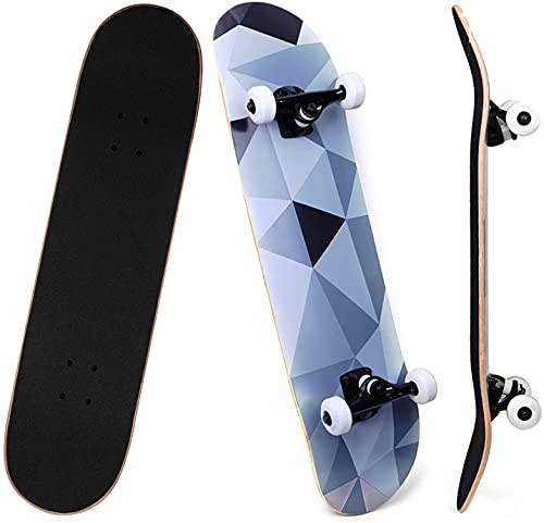 SKILEC Skateboard Completo, Monopatín para Adolescentes Niñas Niños Adultos Principiantes Tabla de Skateboard Madera de Arce con rodamientos ABEC-7 para Niños Niñas Adolescentes Adultos (Diamante)