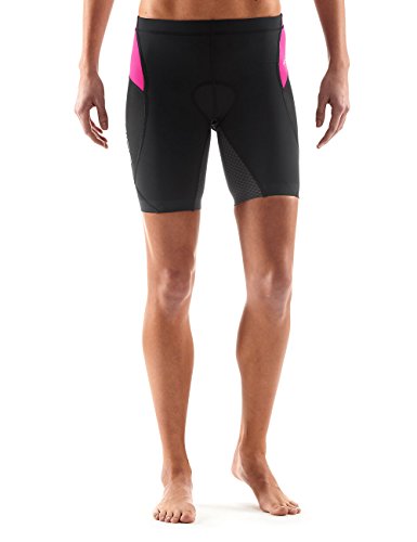 Skins Tri 400 – Pantalones de compresión para Mujer, Mujer, Color Negro/Rosa, tamaño XS (Talla del Fabricante: FXS)
