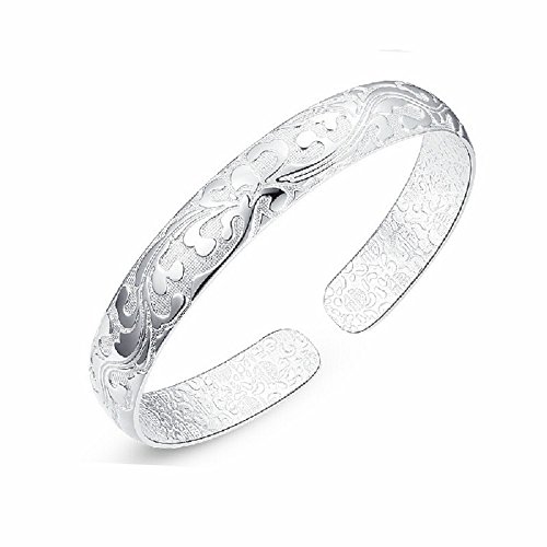 skyllc® Pulseras Plateadas Plata de la Mujer Manera Que florecen