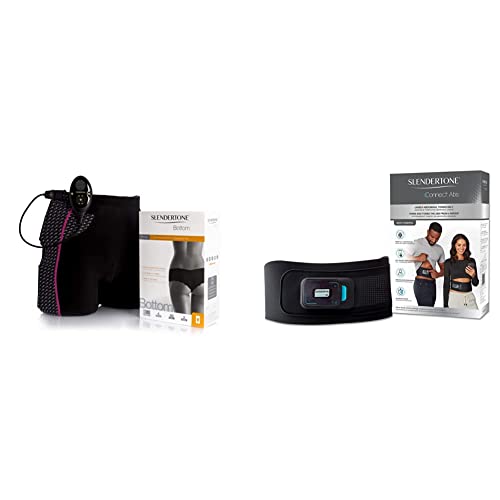 Slendertone Connect Abs - Cinturón de tonificación Conectado, 61-107cm + Short Bottom Electroestimulador para glúteos Mujer, Negro/Rosa