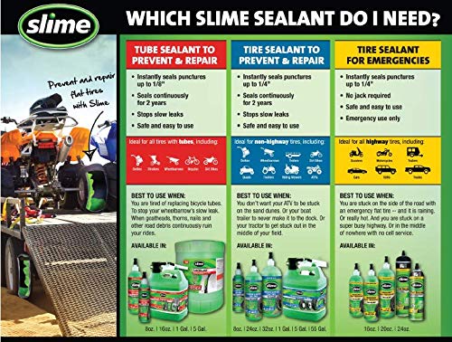 Slime 10016 Sellante de Reparación de Pinchazos, Kit de Emergencia, Motos, Scooters, Tráileres, No Tóxico, Ecológico, Botella de 237 ml