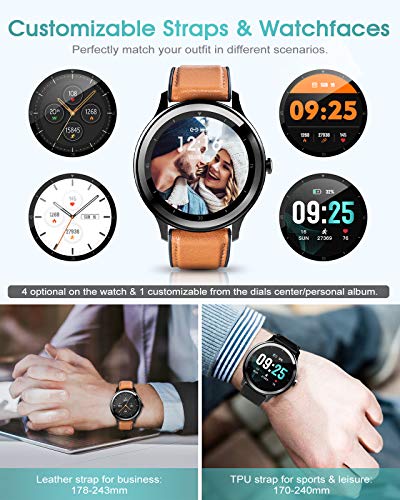 SmartWatch, 1.3 '' Fitness Tracker Hombres IP68 Impermeable, Pulseras deportivas inteligentes para hombres Monitor deportivo, Podómetro Cronómetro Monitor de frecuencia cardíaca para iOS Android