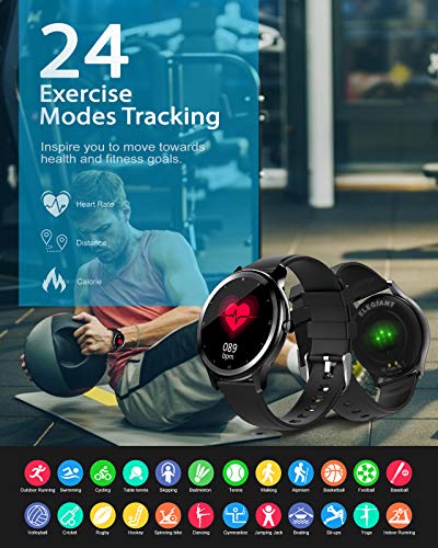 SmartWatch, 1.3 '' Fitness Tracker Hombres IP68 Impermeable, Pulseras deportivas inteligentes para hombres Monitor deportivo, Podómetro Cronómetro Monitor de frecuencia cardíaca para iOS Android