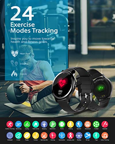 SmartWatch, 1.3 '' Fitness Tracker Hombres IP68 Impermeable, Pulseras deportivas inteligentes para hombres Monitor deportivo, Podómetro Cronómetro Monitor de frecuencia cardíaca para iOS Android