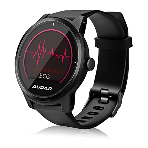 Smartwatch ECG Elegante Deportivo - Audar E1 Pulsera Electrocardiograma, Frecuencia Cardíaca, Tensiometro, Sueño Cronómetros IP67, CareMate, para Android y iOS - Unisex Hombre y Mujer