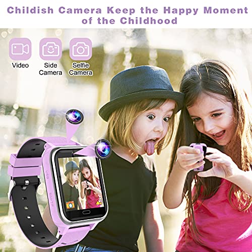 Smartwatch Niños, Reloj Teléfono con 17 Juego, Cámara, Reproductor de Música, SOS, Linterna, Despertador, Reloj Inteligente Niño con Pantalla Táctil y Protector para Niños y Niñas 4-12 Años (Morado)