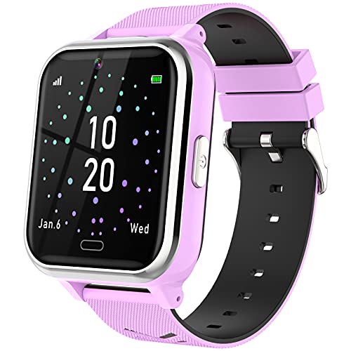 Smartwatch Niños, Reloj Teléfono con 17 Juego, Cámara, Reproductor de Música, SOS, Linterna, Despertador, Reloj Inteligente Niño con Pantalla Táctil y Protector para Niños y Niñas 4-12 Años (Morado)