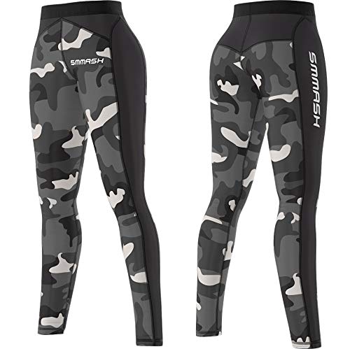 SMMASH Camo Deportivos Leggins Largos Mujer, Mallas Deporte Mujer, Yoga, Fitness, Crossfit, Correr, Material Transpirable y Antibacteriano, (XL)