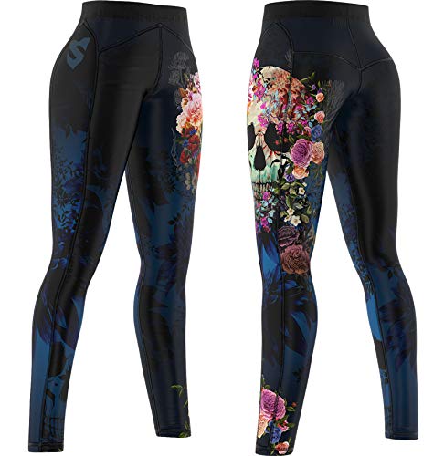 SMMASH Muerte Deportivos Leggins largos Mujer, Mallas Deporte Mujer, Perfecto para Yoga, Fitness, Cross, fit, Correr, Material Transpirable y Antibacteriano, fabricada en la UE (M)