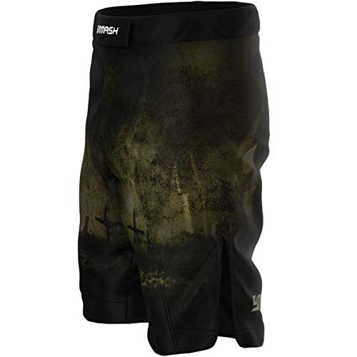 SMMASH Night Shift Deporte Profesionalmente Pantalones Cortos MMA para Hombre, Shorts MMA, BJJ, Grappling, Krav Maga, Material Transpirable y Antibacteriano, (L)