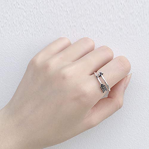 SNORSO Anillos de flecha de Cupido ajustables para mujeres y hombres, plata de ley, estilo bohemio, apilable, para nudillos