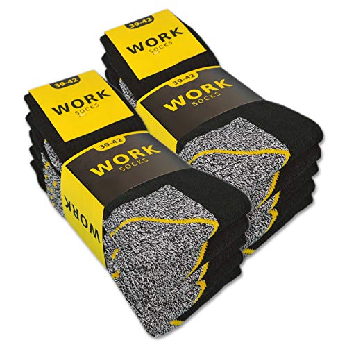 sockenkauf24 10 o 20 Pares Calcetines de trabajo Hombre WORK (43-46, 10 Pares | Negro/Gris jaspeado)