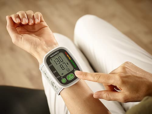 Soehnle Tensiómetro digital Systo Monitor 100, tensiómetro de muñeca para medir la presión arterial con código de color y función de memoria