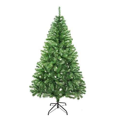 Solagua Árbol de Navidad Verde Artificial Abeto de Hoja Verde Espumillón 120-210cm Arboles C/Soporte Metálico (Verde Brillo, 150cm 293Tips)