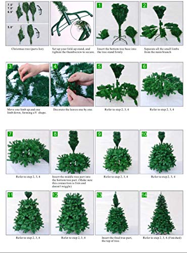 Solagua Árbol de Navidad Verde Artificial Abeto de Hoja Verde Espumillón 120-210cm Arboles C/Soporte Metálico (Verde Brillo, 150cm 293Tips)