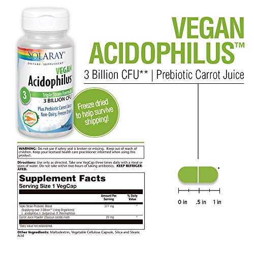 Solaray Acidophilus | 3 Billion CFU | 30 VegCaps