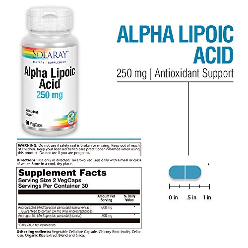 Solaray Alpha Lipoic Acid 250mg | Ácido Alfa Lipoico | 60 VegCaps