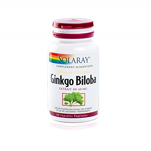 Solaray – Ginkgo Biloba 60 Mg estandarizado al 24% – Memoria y concentración – Caja de 60 cápsulas