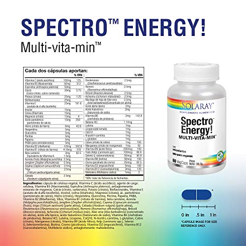 Solaray Spectro Energy Multivitamin | Con CoQ10, mezcla de luteína, hierbas y enzimas | 60 VegCaps