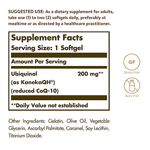 Solgar 200mg Ubiquinol CoQ10 para el Apoyo de Energía Antioxidante 30 Cápsulas Blandas 30 g