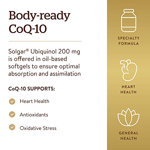 Solgar 200mg Ubiquinol CoQ10 para el Apoyo de Energía Antioxidante 30 Cápsulas Blandas 30 g