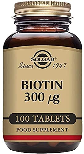 Solgar | Biotina 300 µg Comprimidos | Mantiene el cabello y la piel sanos | Favorece al metabolismo normal | Vitamina B | 100 Comprimidos