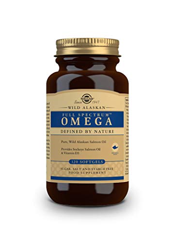 Solgar | Full Spectrum Omega de Salmón Salvaje de Alaska | Favorece la salud cerebral y visual | 120 Cápsulas blandas con aceite puro de salmón salvaje de Alaska, aceite de salmón rojo y vitamina D3