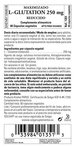 Solgar | L-Glutatión Maximizado 250 mg | 60 Cápsulas vegetales