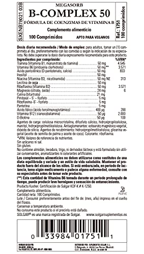 Solgar Megasorb Vitamina B-Complex 50 - 100 Comprimidos