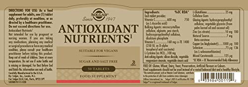 Solgar Nutrientes Antioxidante - 50 Tabletas (E115)