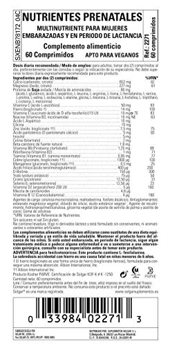 Solgar Nutrientes Prenatales Para Embarazo Y Lactancia - Comprimidos, Multicolor, 60 tabletas, Vanilla