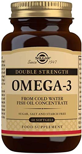 Solgar Omega 3 Doble Concentración, Aceite De Pescado Concentrado De Aguas Frías Que Aporta Epa Y Dha, 60 cápsulas, 100 ml