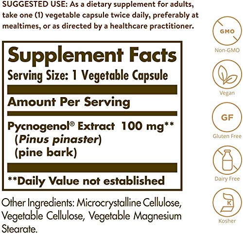 Solgar Pycnogenol Cápsulas vegetales de 100 mg - Envase de 30