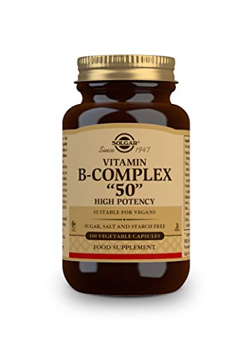 Solgar | Vitamina B-Complex "50" Alta potencia | Metabolismo energético y Rendimiento Intelectual |Reduce el cansancio y la fatiga | 50 Cápsulas vegetales