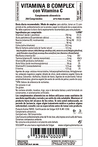 Solgar Vitamina B-Complex con Vitamina C - 250 Comprimidos