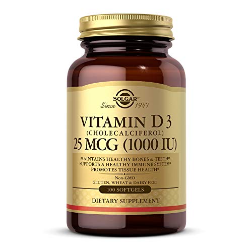 Solgar Vitamina D3 1000 IU (25 μg), Aceite de Hígado de Pescado y Colecalciferol, 100 cápsulas blandas
