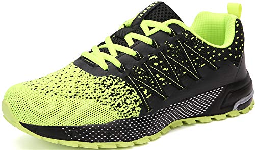 SOLLOMENSI Zapatillas de Deporte Hombres Mujer Running Zapatos para Correr Gimnasio Sneakers Deportivas Padel Transpirables Casual Montaña 43 EU H Verde