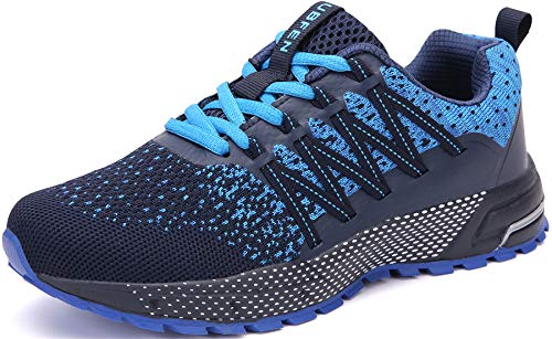 SOLLOMENSI Zapatillas de Deporte Hombres Mujer Running Zapatos para Correr Gimnasio Sneakers Deportivas Padel Transpirables Casual Montaña 46 EU H Azul