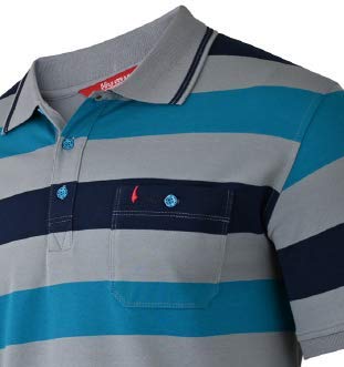 Soltice - Polo de manga corta para hombre, a rayas, camiseta con bolsillo en el pecho, camisetas de mezcla de algodón (M hasta XXXL) [B2] Línea gris. M